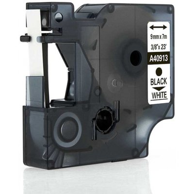 Kompatibilní páska s Dymo 40913, S0720680 / 41913, 9mm x 7m černý tisk / bílý podklad – Zboží Živě