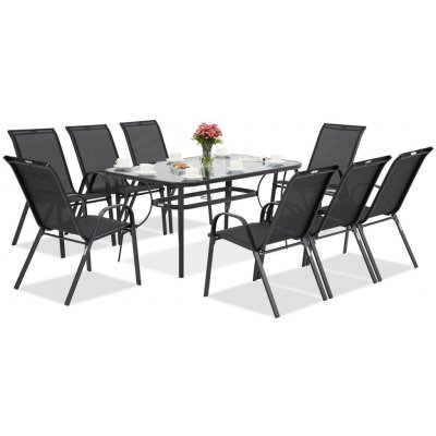 Garden Point Modena/Bitonto černý kovový zahradní nábytek pro 8 osob – Hledejceny.cz