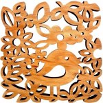 Amadea Dřevěný podtácek hranatý s ptáčkem masivní dřevo 9x9cm – Zboží Mobilmania