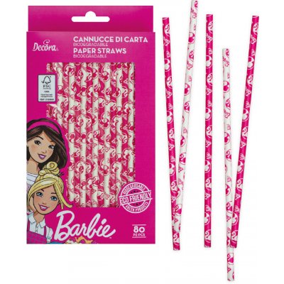 Decora Papírové brčka Barbie 80 ks – Zboží Dáma