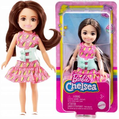 Barbie Chelsea 15 CM bruneta lesklé šaty – Zbozi.Blesk.cz