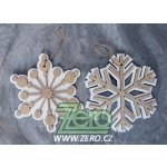 Vločka závěsná dřevěná pr. 15 cm bílá s přírodním mix – Hledejceny.cz