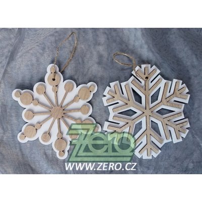 Vločka závěsná dřevěná pr. 15 cm bílá s přírodním mix – Hledejceny.cz