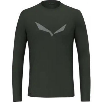 Salewa Solid logo Dry pánské triko dlouhý rukáv Dark Olive – Zboží Mobilmania