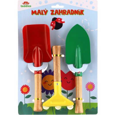 Teddies nářadí zahradní dětské 3 ks kov dřevo 15/21cm – Zboží Mobilmania