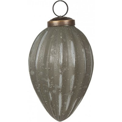 Clayre & Eef Světle šedá vroubkovaná skleněná vánoční ozdoba Ø 7*11 cm – Hledejceny.cz