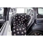 Trixie Autopotah-nylon vak s fleecovým polstrováním černý s béžovými packami 50 x 145 cm – Sleviste.cz