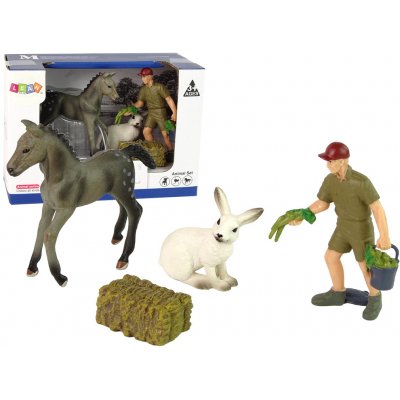 LEAN Toys Zvířecí Set Kůň Gray Hare Farmer