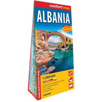 Albanie 1/280.000 carte grand format laminée - Anglais – Hledejceny.cz