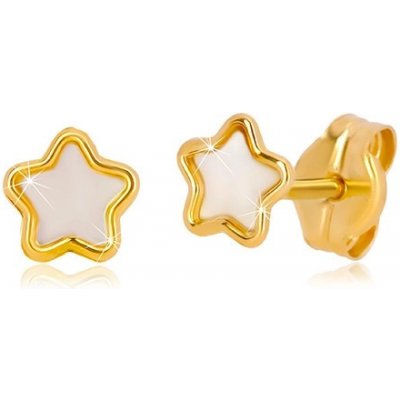 Šperky eshop puzetové zlaté náušnice s motivem hvězdy s přírodní perletí GG36.19