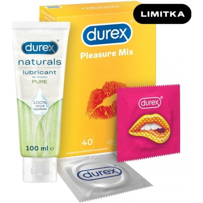 Durex Pleasure mix 40 kusů + Naturals pure Intimní gel 100 – Sleviste.cz