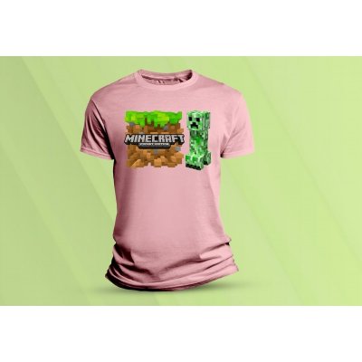 Sandratex dětské bavlněné tričko Minecraft 1., růžová