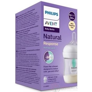 Avent láhev Natural Response průhledná dudlík s ventilem AirFree 1 ks 125 ml