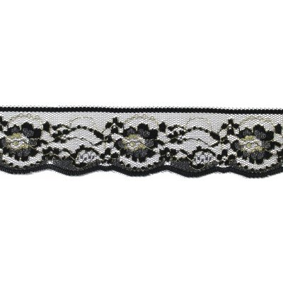 Krajka pevná 37mm černá se zlatou, polyamid - metráž – Sleviste.cz