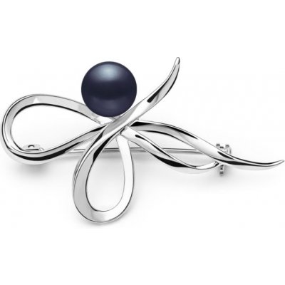 Gaura Pearls Stříbrná brož s černou perlou Francesca SK20224BR/B Stříbrná Černá