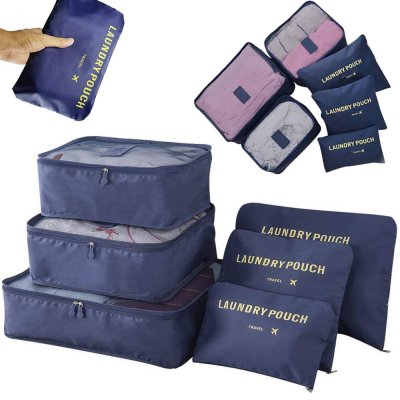 Zaparkorun Praktické cestovní tašky a organizéry na cesty - 6 ks - modré – Zboží Mobilmania