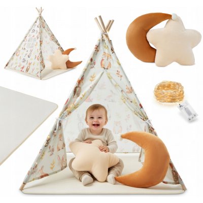 Divio Dětský stan teepee 135 cm béžový – Sleviste.cz