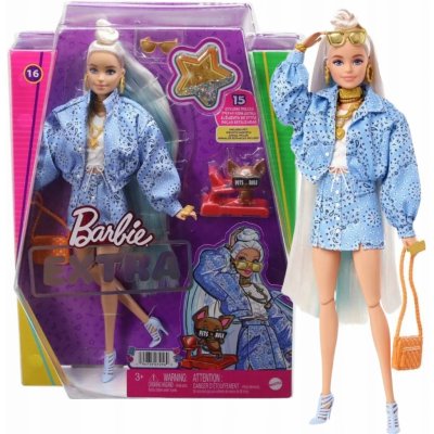 Barbie Extra Vzorovaná modrá sukně s bundou – Hledejceny.cz