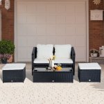 Goleto Zahradní polyratanová sestava Molli černo/krémová – Hledejceny.cz