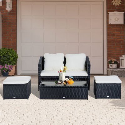 Goleto Zahradní polyratanová sestava Molli černo/krémová – Hledejceny.cz