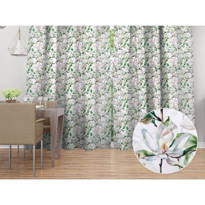 Biante Dekorační závěs TF-117 Květy magnolie na bílém 140x200 cm – Hledejceny.cz