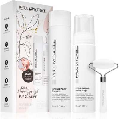 Paul Mitchell Invisiblewear masážní váleček na obličej + Invisiblewear hloubkově čisticí šampon pro unavené vlasy bez lesku 300 ml + Invisiblewear luxusní objemová pěna 200 ml dárková sada – Zboží Mobilmania