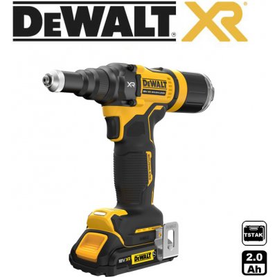 DCF403D2GT Aku nýtovací kleště 18V 2x 2,0Ah Li-Ion, 4,8mm, kufr TStak, DeWALT – Zboží Dáma