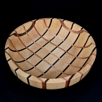 Amadea Dřevěná miska Mozaika kulatá masivní dřevo 2 druhy dřevin 20 x 20 x 4,5 cm