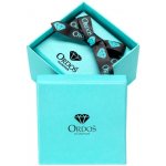 Šperky Eshop Dárková krabička na diamantové šperky čtvercová U31.12 tyrkysová s logem a černou mašlí – Sleviste.cz