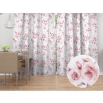 Biante Bavlněný závěs Sandra SA-769 Pudrově růžové růže na bílém 150x240 cm – Hledejceny.cz