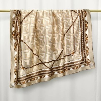 hedvábný šátek zlato-hnědý – Zboží Mobilmania