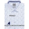 Pánská Košile AMJ pánská bavlněná košile dlouhý rukáv prodloužená délka slim fit VDBPSR1311 bílá modře vzorovaná