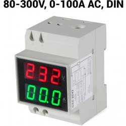 Neven D52-2042 AC 80-300V 100A LED digitální ampérmetr/voltmetr DIN