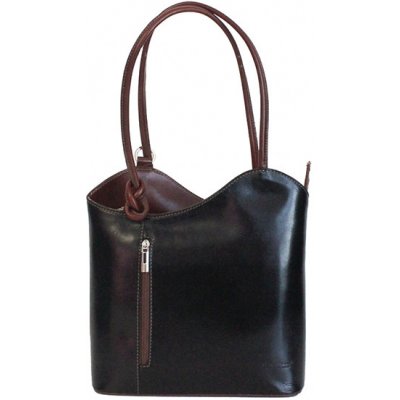 Kožená kabelka batoh 113 černá + hnědá – Zboží Mobilmania