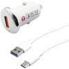 Nabíječka k GPS navigacím Mobilnet USB-C QC 3A bílá autonabíječka + 1m USB-C kabel (NAU-0027-USB-QC3.0) Autonabíječka
