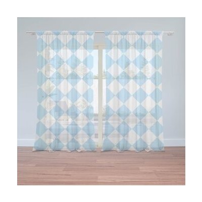 Sablio Záclony Bílomodré kosočtverce: 2ks 150x250cm – Hledejceny.cz