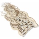 Clip in vlasy vlnité 100% lidské REMY 50cm platina/světle hnědá – Sleviste.cz