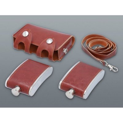 placatka Dvojitá v koženém pouzdře 2 x 120 ml – Sleviste.cz