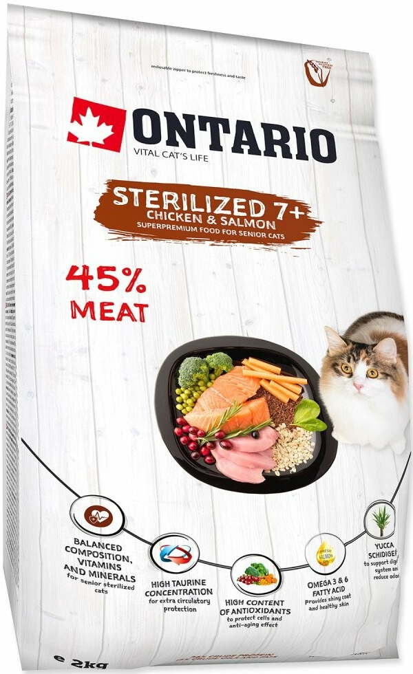 Ontario Cat Sterilised 7+ Chicken & Salmon 2 kg
