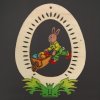 AMADEA Dřevěná dekorace vajíčko zajíc s kolečkem, velikost 9 cm, český výrobek