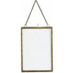 MADAM STOLTZ Závěsný fotorámeček Antique brass Frame 13 × 18 cm, měděná barva, sklo, kov – Zboží Mobilmania