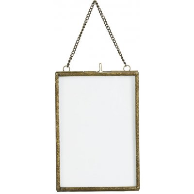 MADAM STOLTZ Závěsný fotorámeček Antique brass Frame 13 × 18 cm, měděná barva, sklo, kov – Zboží Mobilmania