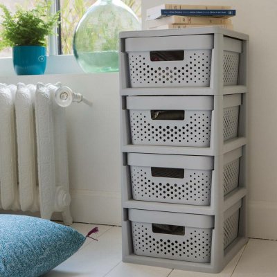 CURVER INFINITY Regál 4x11L šedá 04356-099 – Hledejceny.cz