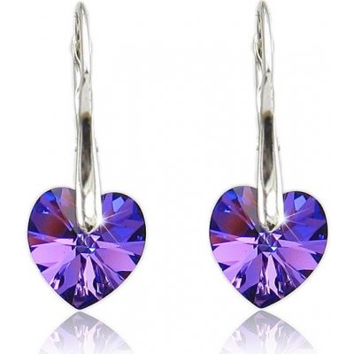 Swarovski Elements Heart krystal stříbrné visací fialové srdce srdíčka 39003.5 Heliotrope fialová modrá duhová