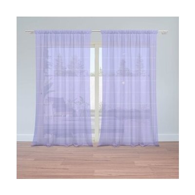 Sablio Záclony Čtvercový vzor fialové: 2ks 150x250cm – Hledejceny.cz