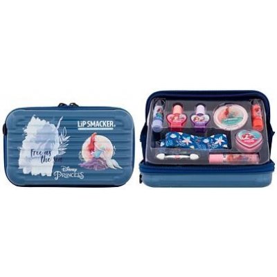 Lip Smacker Disney Princess Ariel Travel To Go Beauty Case barva růžová : rtěnka 2 x 1 g + lesk na rty 2 x 1 g + lak na nehty 2 x 4 ml + paletka rozjasňovacích krémů 4 g + aplikátor + klíčenka + pouzd