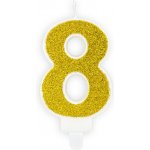 PartyDeco Svíčka na dort zlatá číslo 8 – Zboží Dáma