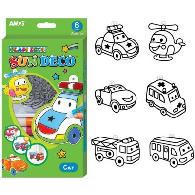 AMOS Sada barvy na sklo AUTA 6 barev + 6 sklíček – Zboží Dáma