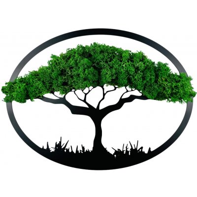 Dvě opice Strom Snění na louce - mechový obraz na zeď Materiál: DUB SONOMA, Velikost (mm): 480 x 480 – Zboží Dáma