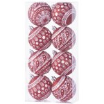 MagicHome Koule 8 ks 6 cm červené s bílým ornamentem na vánoční stromek ST8091067 – Hledejceny.cz